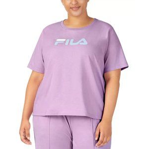 Fila Thea Cotton Logo Short-Sleeve T-Shirt Purple Plus Size 1X